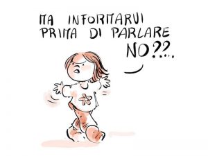Un bambinә infastidito dice "ma informarvi prima di parlare no?"